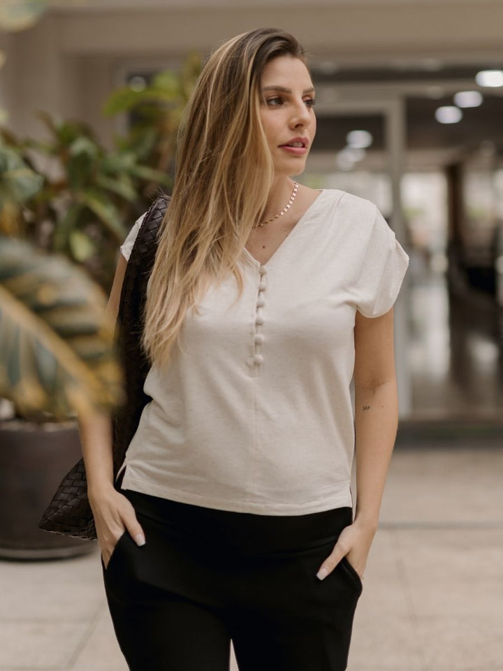 Blusa Amamentação Lino Craft-Blusa-Mammy.b