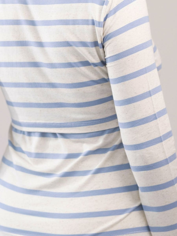 Blusa Lino Stripe Amamentação Manga Longa-Blusa-Mammy.b
