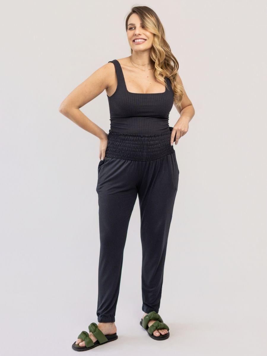 Calça Gestante com Cós em Lastex-Calça-Mammy.b