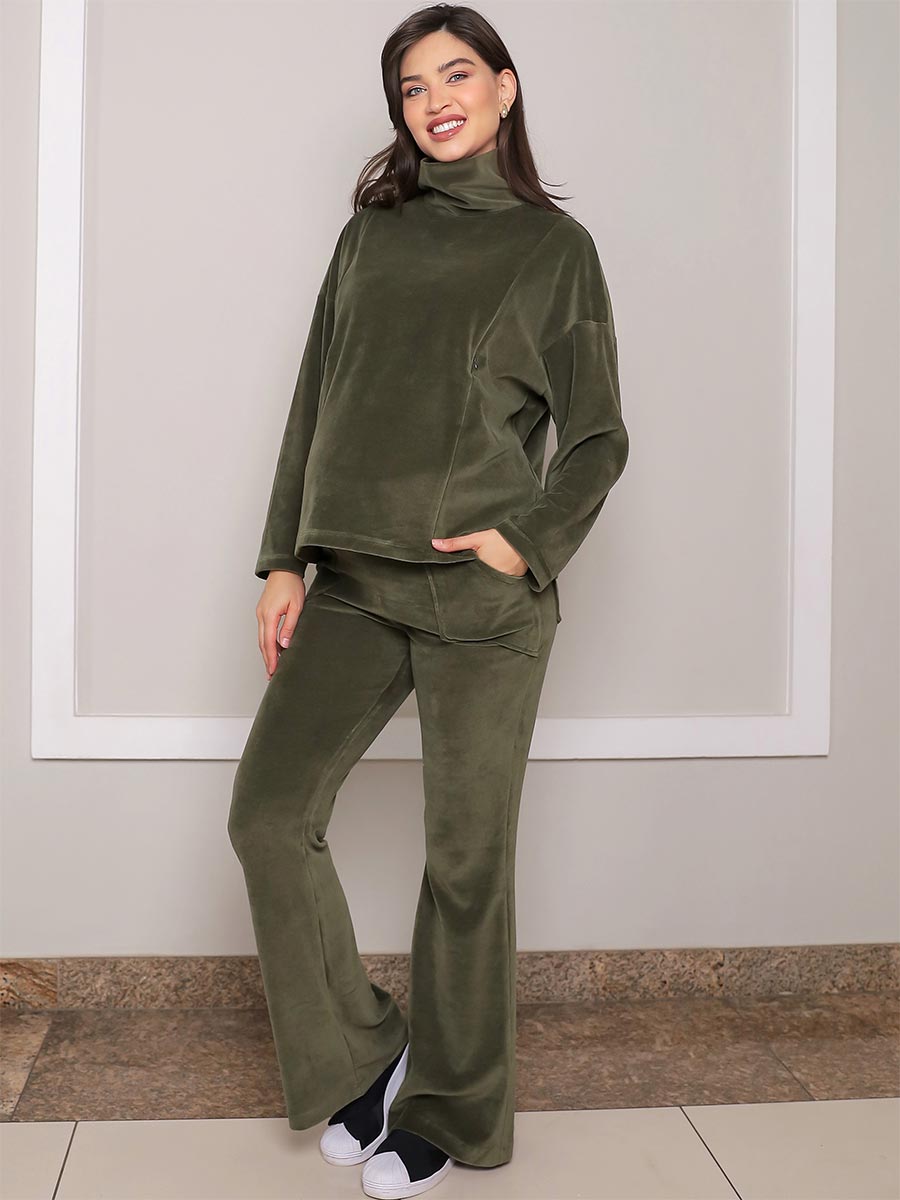 Calça Gestante Flare em Plush-Calça-Mammy.b