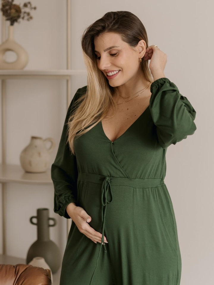 Macacão Amamentação Manga Longa com Decote Transpassado-Macacão-Mammy.b