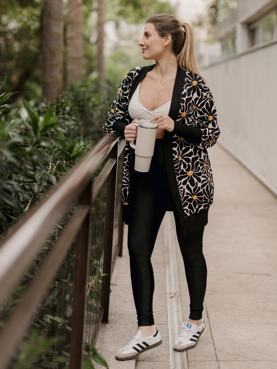 Maxi Cardigan Estampado Floral com Maxi Punho-Cardigan-Mammy.b