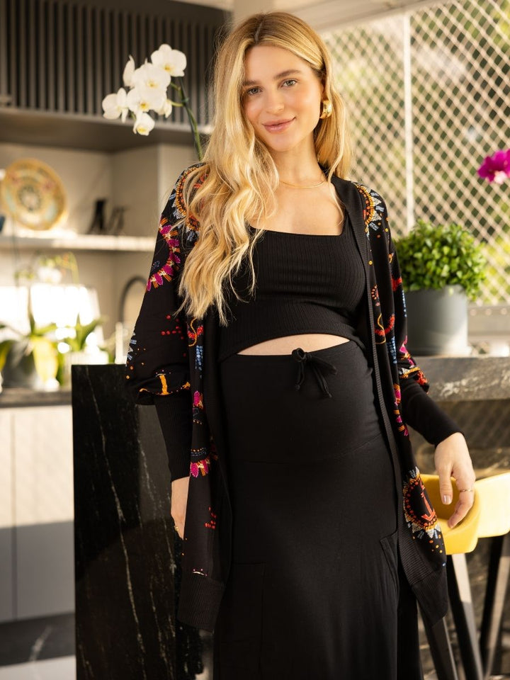 Maxi Cardigan Estampado Navy com Maxi Punho-Cardigan-Mammy.b