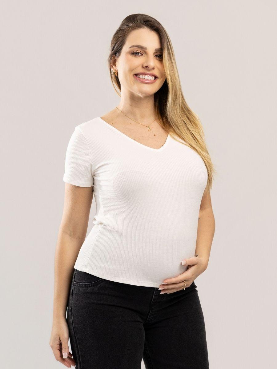 Ribana Manga Curta Decote V-Blusa-Mammy.b