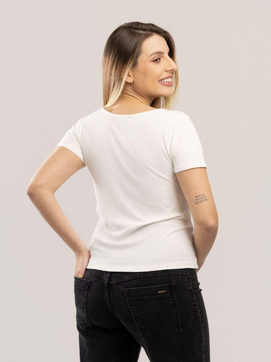 Ribana Manga Curta Decote V-Blusa-Mammy.b