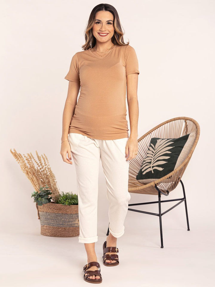 Ribana Manga Curta Decote V-Blusa-Mammy.b