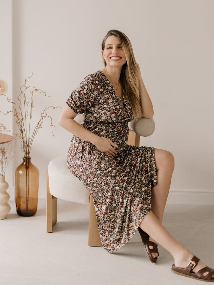 Vestido Gestante e Amamentação Mini Jardim Floral-Vestido-Mammy.b