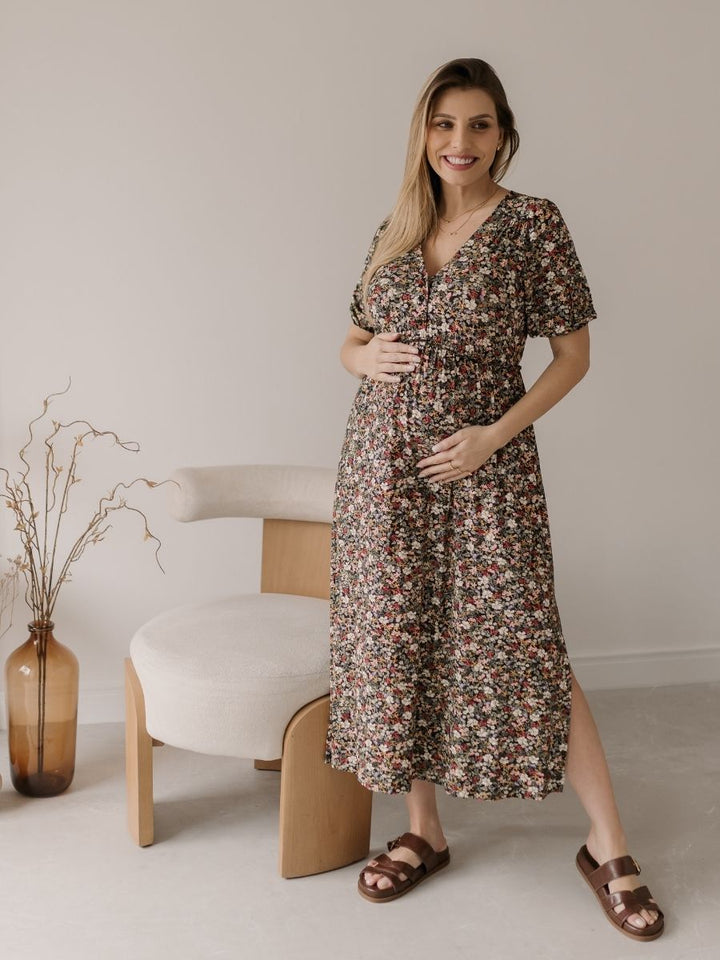 Vestido Gestante e Amamentação Mini Jardim Floral-Vestido-Mammy.b